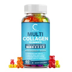 Vitamatic Hydrolyzed Collagen Gummies with Vitamin C, Zinc & Biotin -60 Gummies