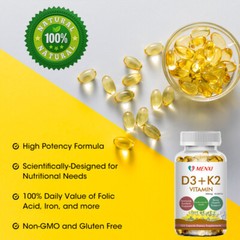 Vitamin K2 (MK7) with D3 10000IU, BioPerine Pills, Immune Health 5 Months Supply