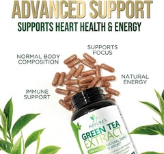 Green Tea Fat Burner 1000mg EGCG Extract Natural Weight Loss Supplement Capsules