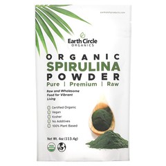 Earth Circle Organics Raw Organic Spirulina Powder 4 oz 113 g Kosher, Organic,