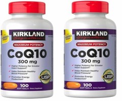 2x Kirkland Signature CoQ10 300 mg, 100 Softgels Maximum Potency ,EXP 03/25