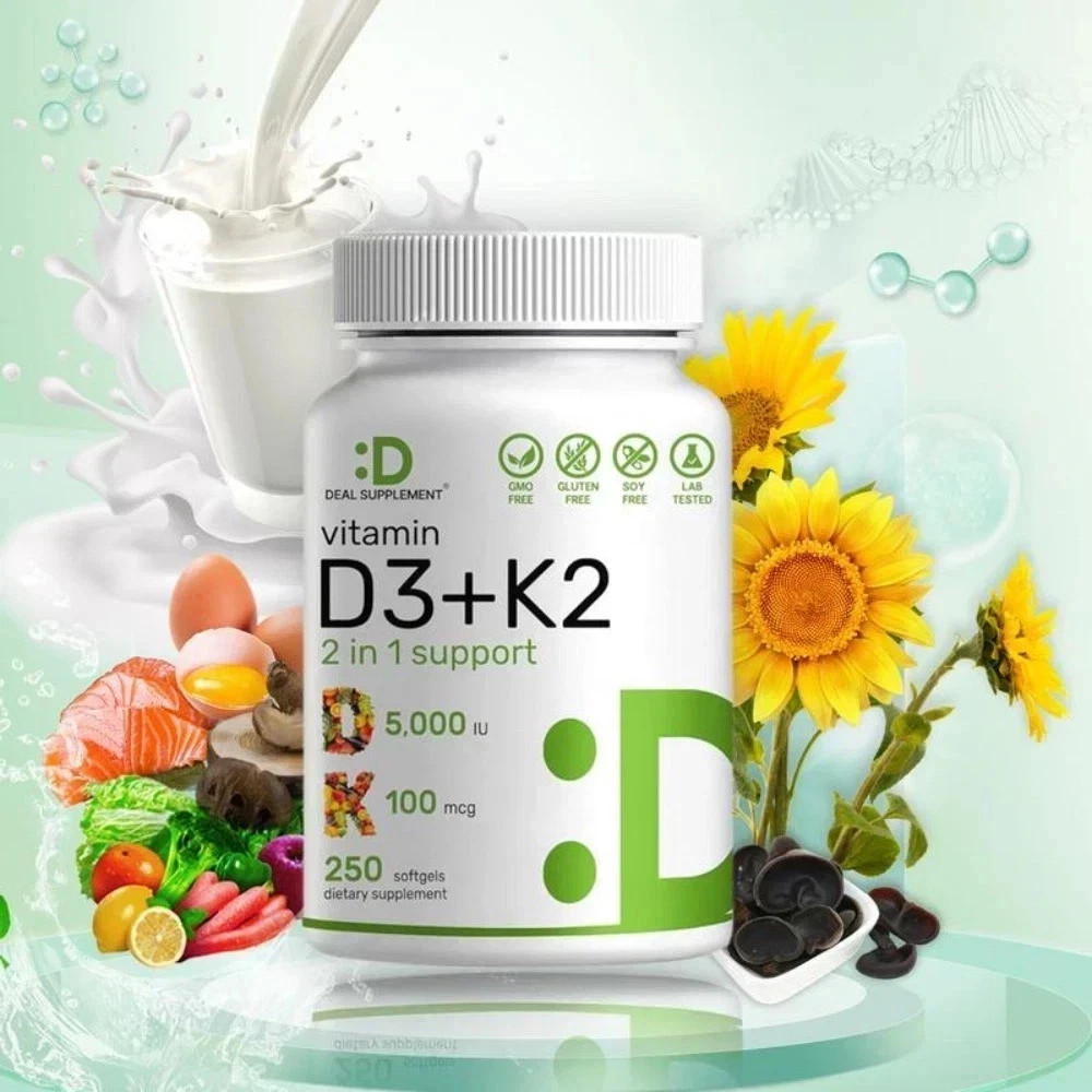 NEW 1PC Vitamin D3 + K2 DEAL SUPPLEMENT Immune Support Strong Bones