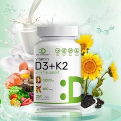 NEW 1PC Vitamin D3 + K2 DEAL SUPPLEMENT Immune Support Strong Bones