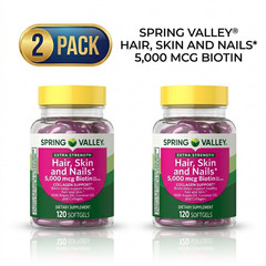(2 Pack) Spring Valley Extra Strength Hair Skin & Nails Collagen Softgels, 5000m