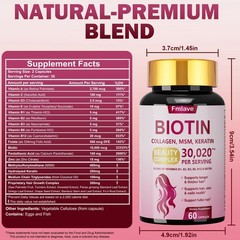 24-in-1 Advanced Hair Growth Vitamin B Complex | Biotin 30,000mcg, Collagen Zinc