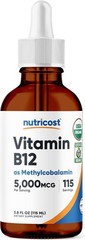 Nutricost Organic Vitamin B12 (Methylcobalamin) Liquid Drops 5,000mcg 3.8 fl oz