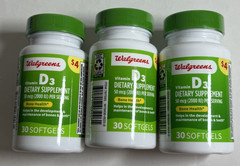3x Walgreens Vitamin D3, 50 mcg 2000 IU for Bone & Immune Health-30 Softgels ea