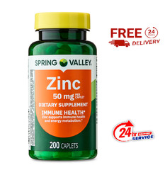 Spring Valley Zinc 50mg Caplets- 200 Count new free shipping