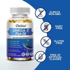 Omega 3 Fish Oil Capsules 3x Strength 4500mg EPA & DHA, Highest Potency