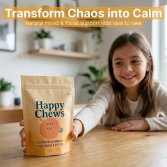 Happy Chews Gummies Natural Saffron Extract for Mood & Focus 60 Gummies