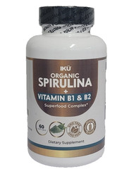 IKU®-Organic Spirulina with Vitamin B1 & B2- 120 Soft gels- Super Food Complex