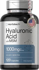 Hyaluronic Acid with MSM | 1000 mg | 120 Capsules | Non-GMO | by Horbaach