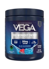 Vega Pre-Workout Energy Blue Raspberry 8.4 oz 238 g 25 Servings BB 12/27 Plant