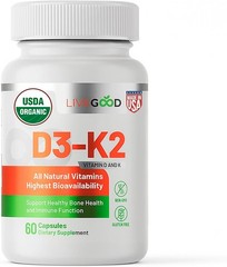 LiveGood D3-K2 Vitamin Support Strong Bone Density, Maintain Healthy Heart