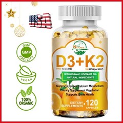 Vitamin D3 5000 IU + K2 200mcg 120 Capsules Extra Strength D3 K2 Supplements