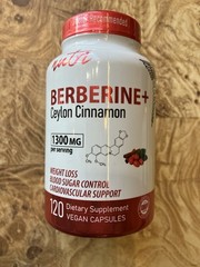 Nutri Berberine + Ceylon Cinnamon Dietary Supplement 1300mg 120 Caps. Exp. 04/28