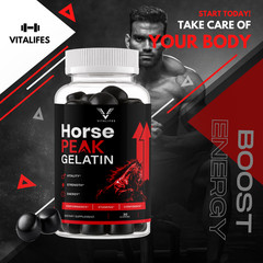 (5 Pack) Horse Peak Gelatin Advanced Male Health Support Supplement 30 Gummies