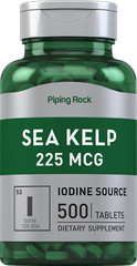 Sea Kelp Iodine | 225 mcg | 500 Tablets | Non-GMO | by Piping Rock