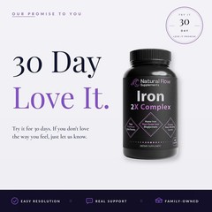 Natural Flow 2X Iron Complex — Dual-Source Heme + Ferrous Bisglycinate, 28 mg…