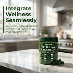 Spirelia Spirulina & Chlorella Tablets Organic Superfood Supplement 60 Count
