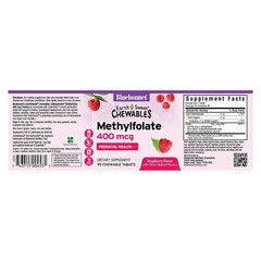 BluebonnetCellular Active Methylfolate 400 Mcg Raspberry 90 Chewable Tabs