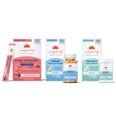 Uqora Flush Advanced+ Regimen 3-Part Bundle Urinary Health Powder & Capsules