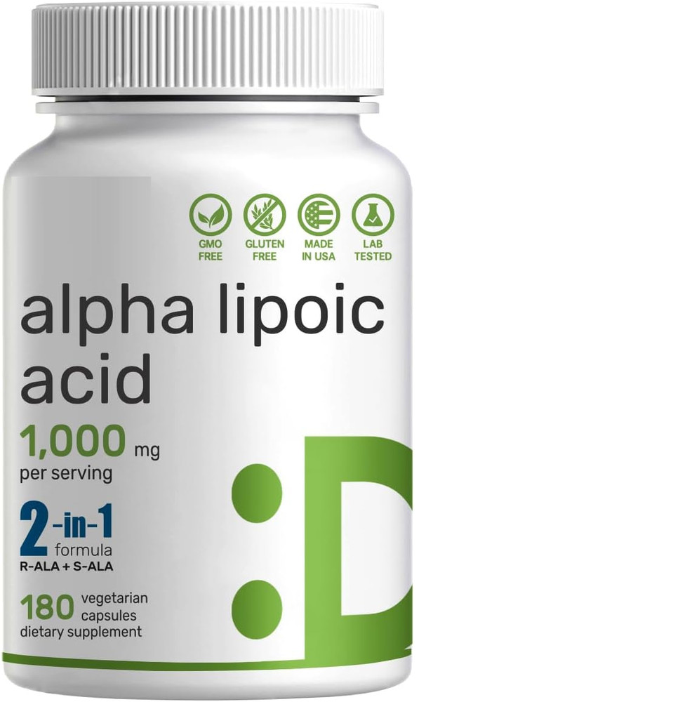 Super R-Lipoic Acid 500mg R-ALA Bio-Enhanced Lipoic Acid 180Caps S-ALA 500mg