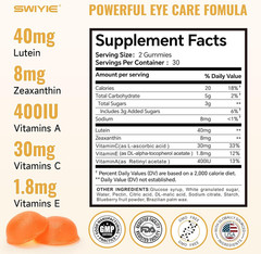 Lutein Gummies – Eye Vitamin and Mineral Supplement with 20Mg Lutein & 4Mg Ze…