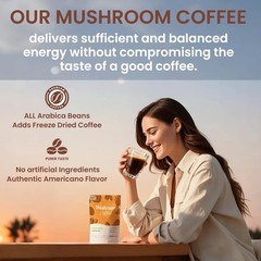 Mushroom Coffee 6-in-1 Blend 1200mg, 180g with Cordyceps, Lion’s Mane – Energy