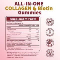 Zammex Multi Collagen Gummies Peach Types I,II,III,V & X with Biotin,Vitamin C