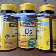 3X Nature Made Vitamin D3, 100 Tablets, Vitamin D 2000 IU (50 mcg)
