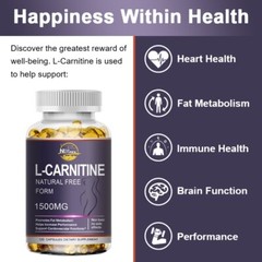 120 Capsules L-Carnitine 1500mg, High Potency Supports Natural Energy Production