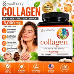 Youtheory Advanced Collagen with Vitamin C – 6000mg – 120 Tablets