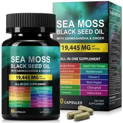 Sea Moss Black Seed Oil Ashwagandha Ginger, Sea Moss Capsule Supplement with …