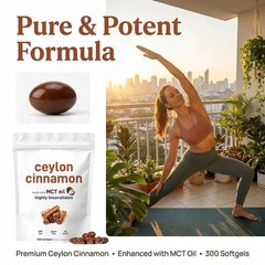 3x Ceylon Cinnamon 7,200Mg Equivalent 300 Softgels with MCT Oil |Highly Bioavail