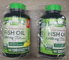 2 Nature’s Truth Fish Oil 2400mg 720 mg Omega 3 LEMON FLAVOR 120 softgels 12/26
