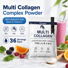 3pc Collagen Peptides Powder Types I II III V X Hyaluronic Acid Biotin 108 Servs