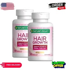 (2 PACK ) Nature’s Bounty Hair Growth Supplement 90 Capsules Strong Healthy Hair