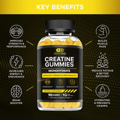 Creatine Gummies for Men & Women – Creatine Monohydrate Gummies for Strength, Mu