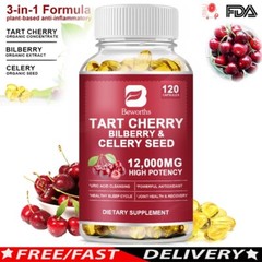 Tart Cherry Extract Capsules 120ct for Joint Support & Sleep, Uric Acid Balance