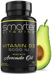 SMARTERVITAMINS – VITAMIN D3 5000 IU with Avocado Oil + Soy Free, Non-GMO