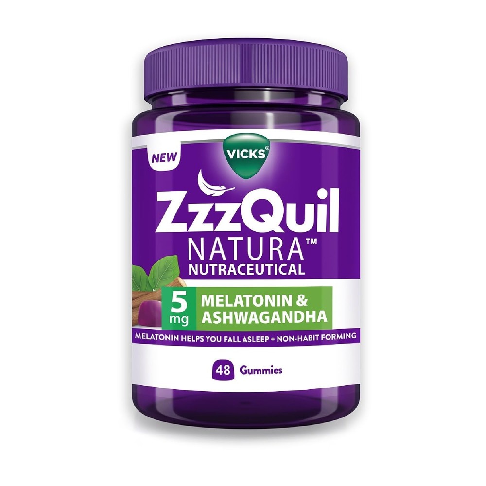 Vicks ZzzQuil Natura Sleep Gummies 48 Pack 5mg Melatonin Strawberry