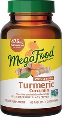 MegaFood Turmeric Strength for Whole Body 60 Tablets Dairy-Free, Gluten-Free,