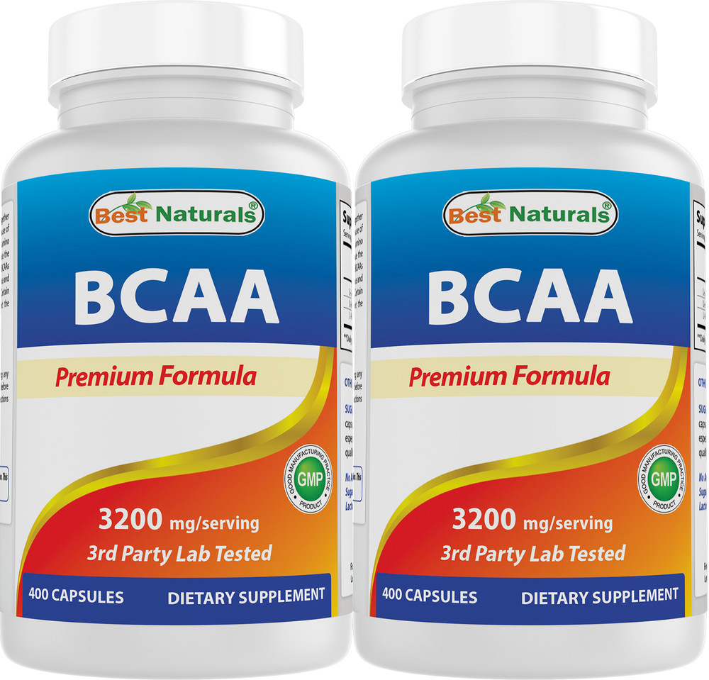 2 Pack Best Naturals BCAA 3200mg per Serving, 400 Capsules
