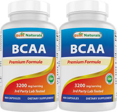 2 Pack Best Naturals BCAA 3200mg per Serving, 400 Capsules