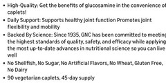 GNC GLUCOSAMINE 1000 mg 90 Caplets Shellfish Free ( 45 Servings ) BEST BY 08/26