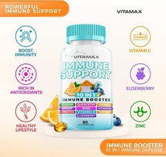 10-in-1 Immune System Support Booster – Natural Immune Defense – 60 Ct. (2 Pack)