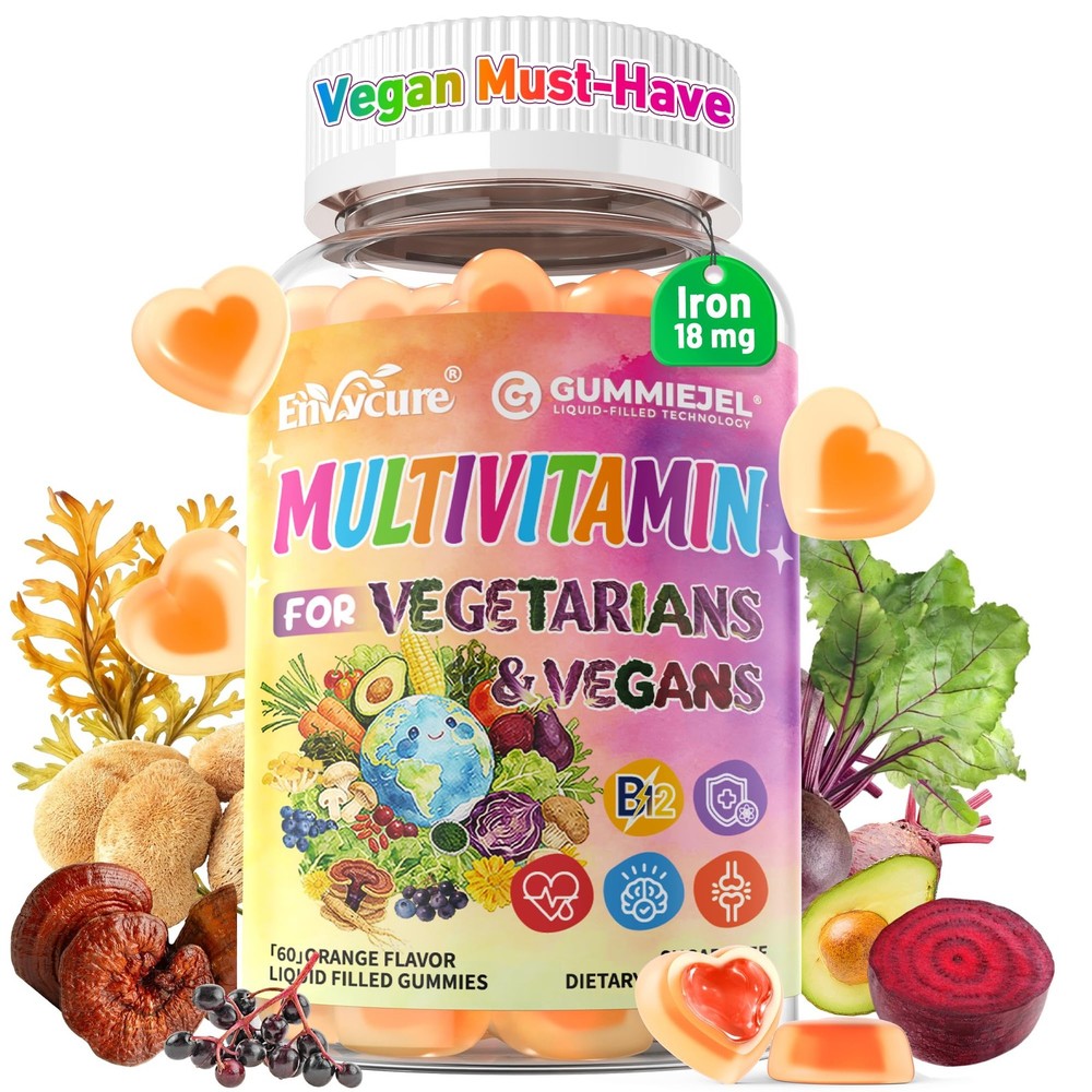Envycure 41in1 Vegan Methylated Multivitamin Gummies for Women Men w/Iron, B1…