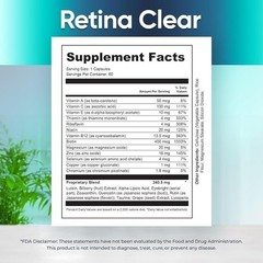 Retina Clear Vision Support Supplement Eye Health Formula with Lutein Zeaxant