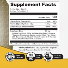 Honeycept Botanical Cognitive Support Supplement with Caffeine Bacopa Rhodiola
